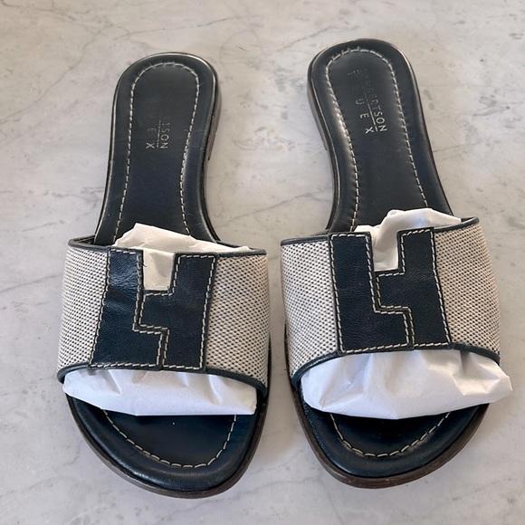 Lambertson Truex Leather and Canvas Slides 36.5 - Picture 1 of 6